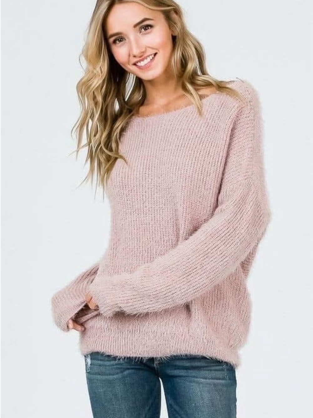 Cozy Soft Twisted Back Mohair Sweater
